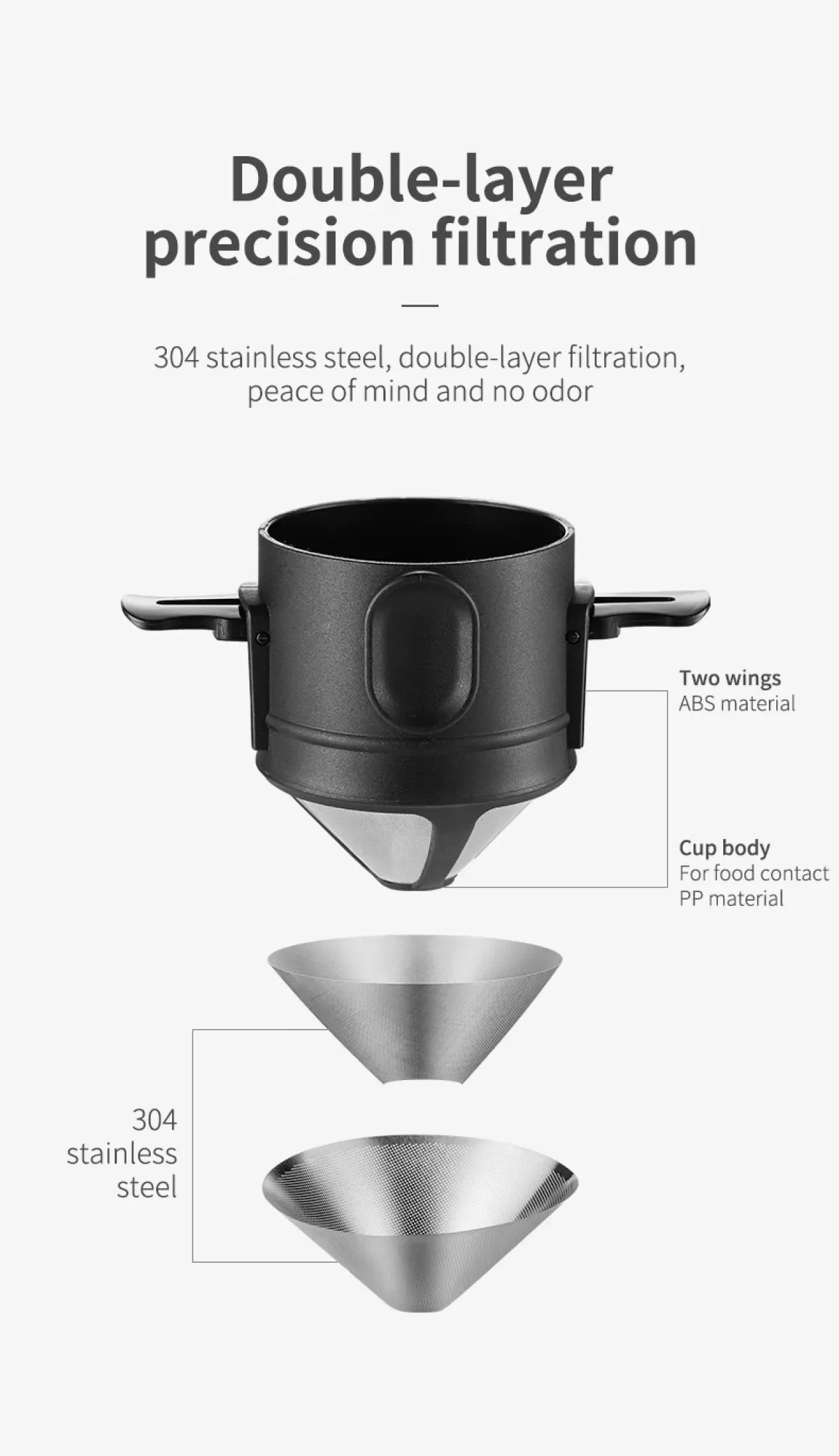 304 Stainless Steel Portable Coffee Filter Drip Coffee Tea Holder Reusable Mug