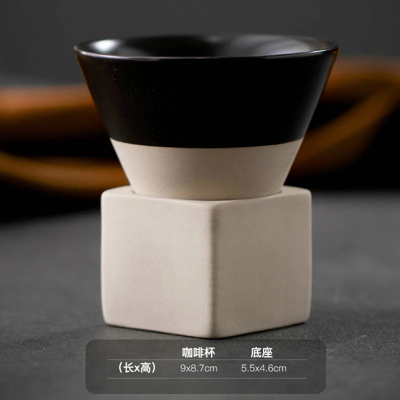 Triangular Cone Shape Pottery Tea Coffee Cup Pull Ceramic Mug Rough Cup