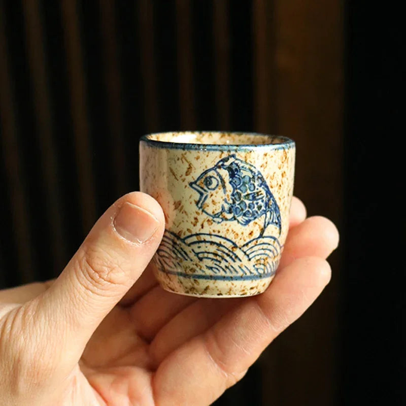 Ceramic antique white wine cup sake set home retro coffee cup wine pot shochu