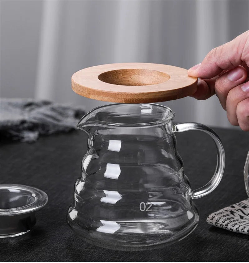 Clear Glass Coffee Carafe Clouds Shape Glass Kettle Sharing Pot with Lids Coffee