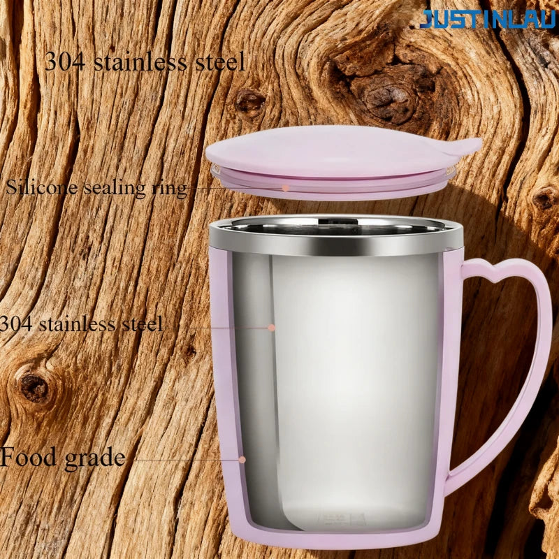 Stainless Steel Double-layer Insulated Cups Water Bottle Handle Coffee Cup