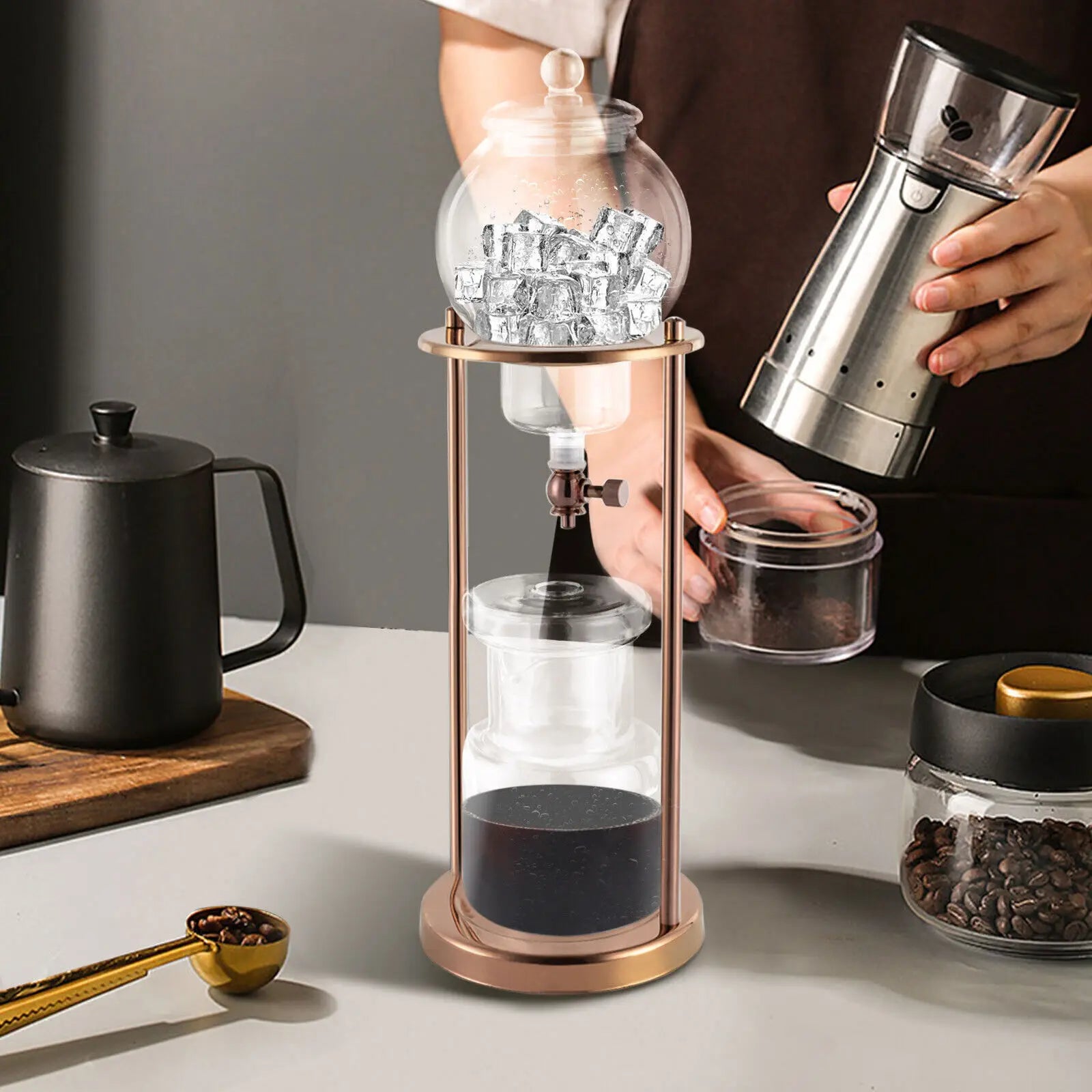 Cold Brew Coffee Maker, Drip Coffee Pot with Adjustable Valve, 4-Hour Iced Coffee