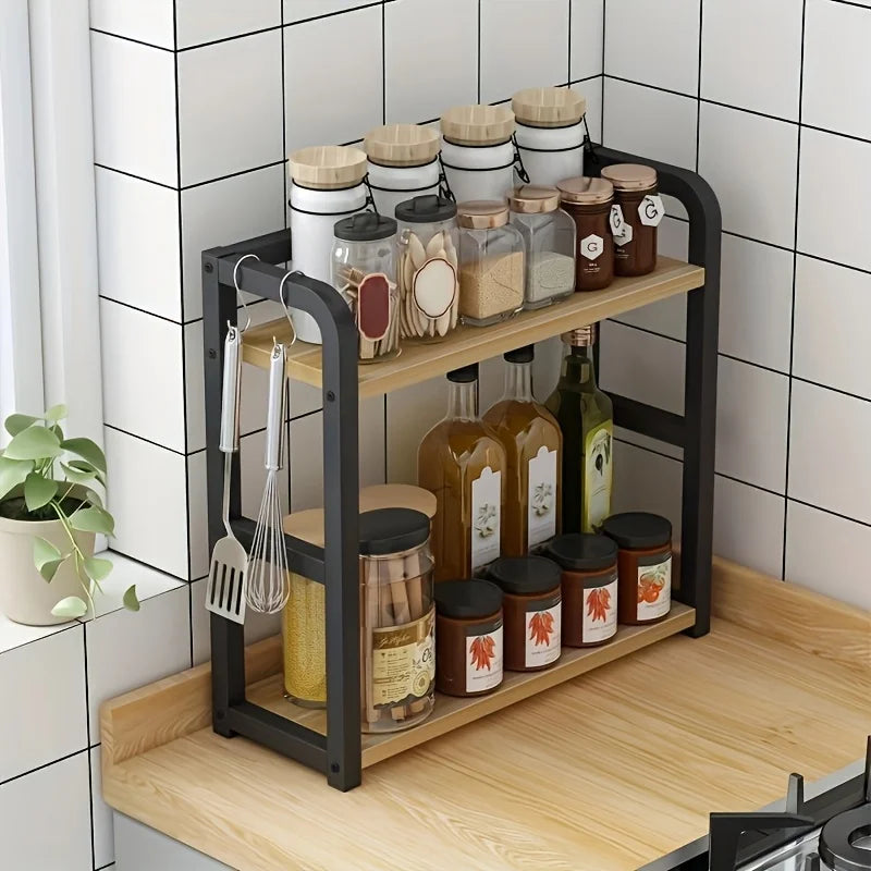 1pc 2-Tier Metal Countertop Shelf - Space Saving Organizer for Coffee, Mug