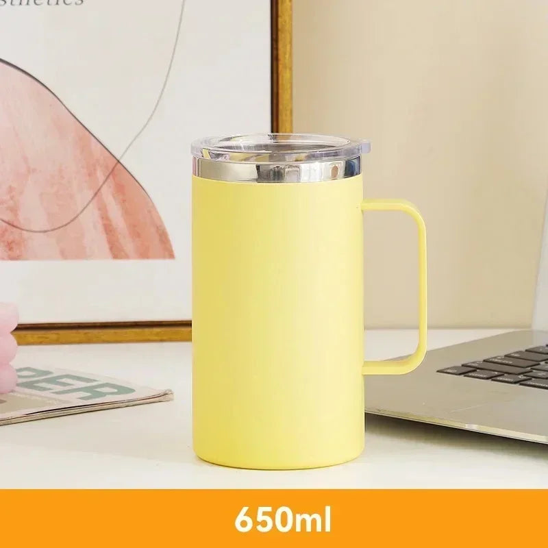 Stainless Steel Coffee Mug with Handle Sliding Lid Insulated Double Wall Vacuum