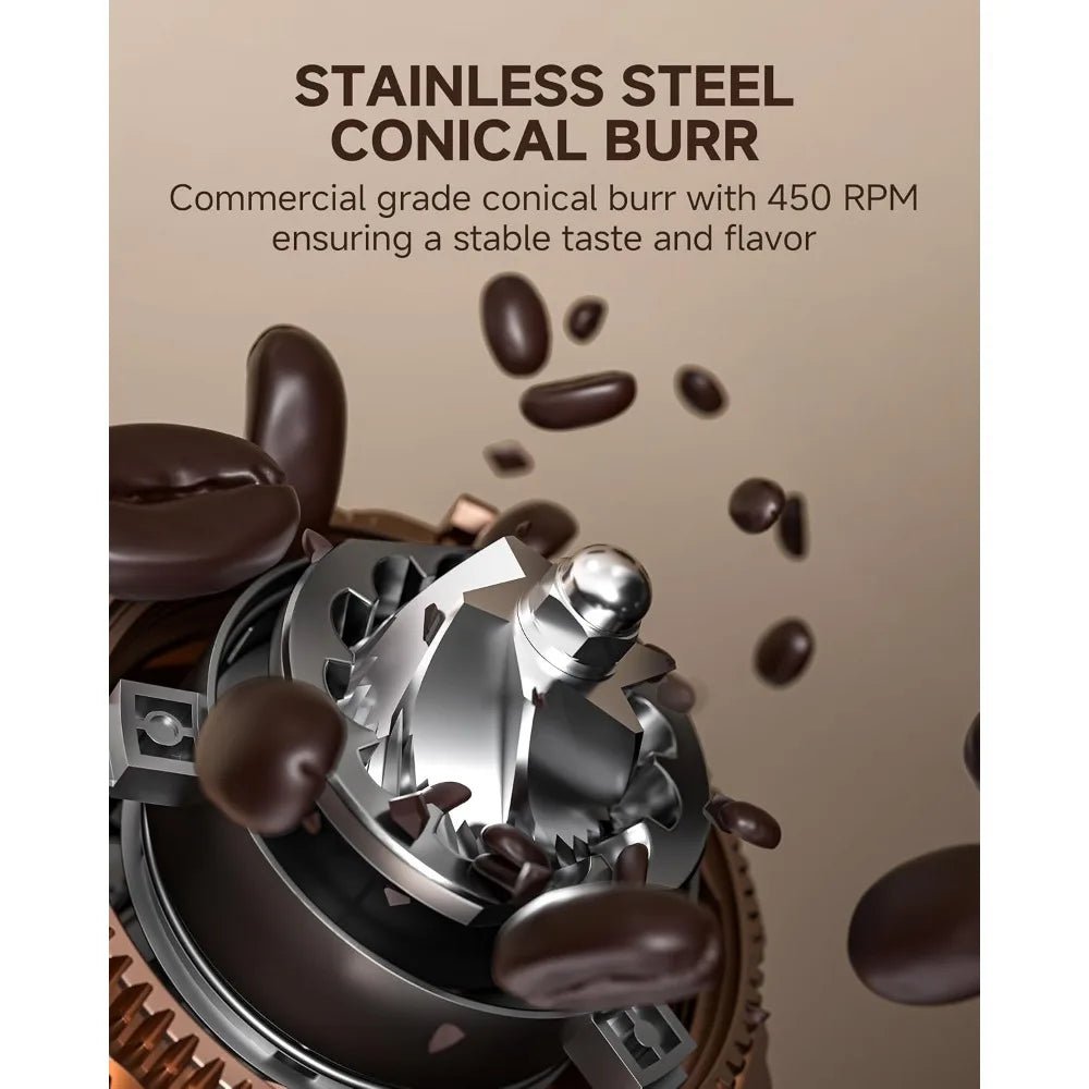 Single Dose Coffee Grinder Anti-Static Design Quiet Motor & LED Light