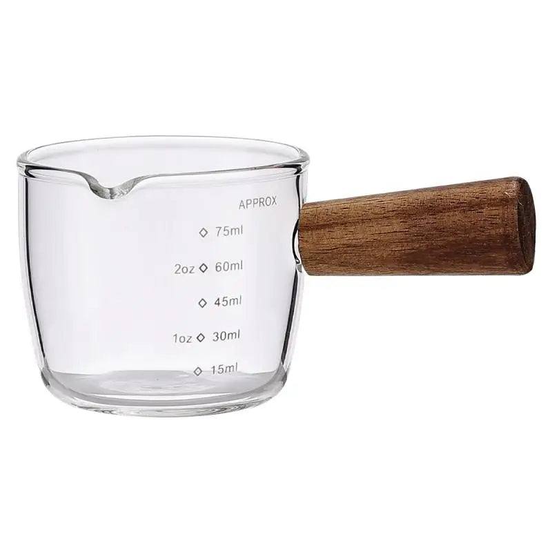 Heat-Resistant Glass Espresso Measuring Cup with Double Mouth Milk Jug Handle