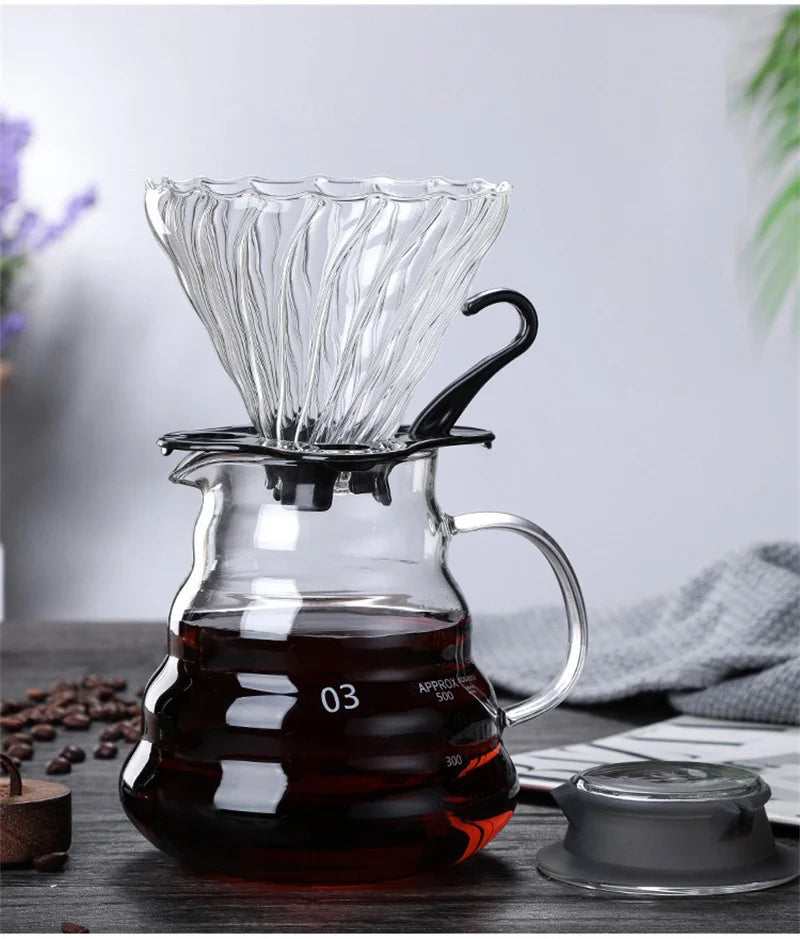 Clear Glass Coffee Carafe Clouds Shape Glass Kettle Sharing Pot with Lids Coffee