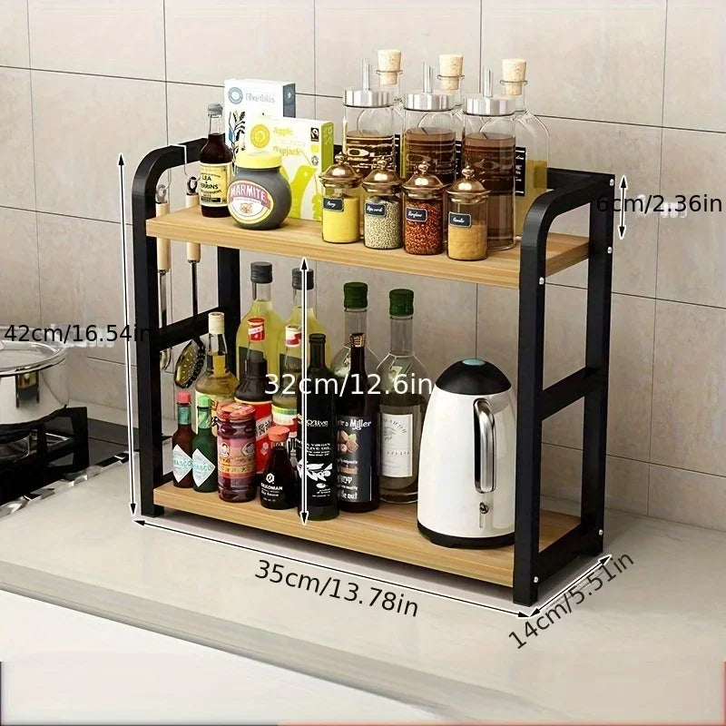 1pc 2-Tier Metal Countertop Shelf - Space Saving Organizer for Coffee, Mug