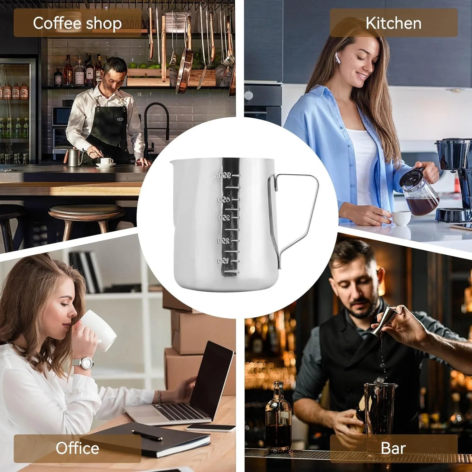 Milk Frothing Pitcher Espresso Steaming Pitchers Stainless Steel Milk Steamer Cup