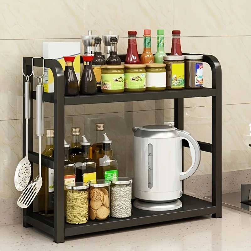1pc 2-Tier Metal Countertop Shelf - Space Saving Organizer for Coffee, Mug