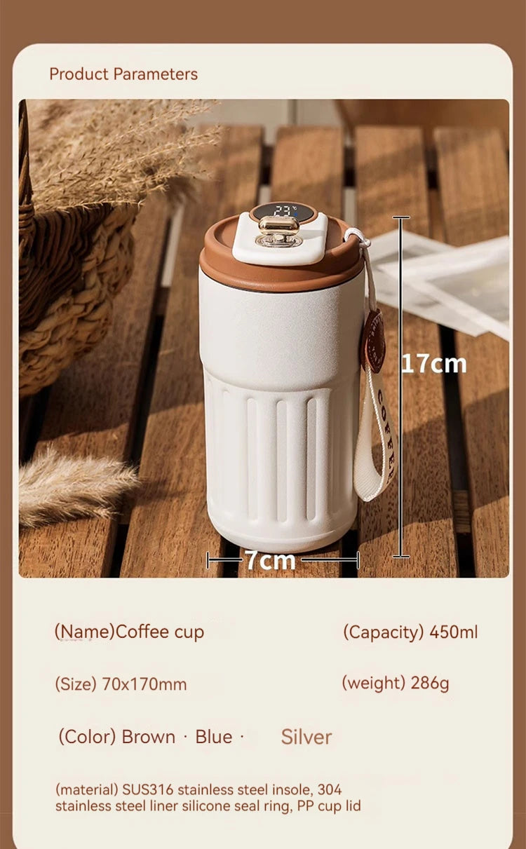 Stainless Steel Thermo Water Bottle LED Temperature Display Coffee cup