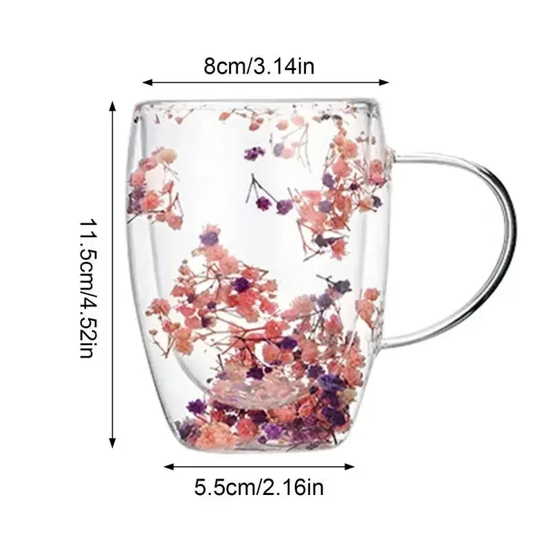 Dry Flowers Cup Double-Walled Glass Glasses High Borosilicate Glass Milk