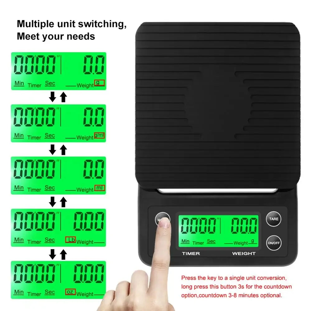 Drip Coffee Scale With Timer Portable Electronic Digital Kitchen Scale