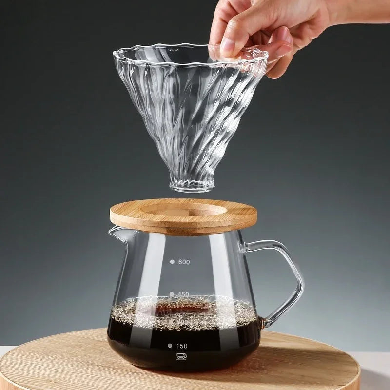 Pour Over Coffee Maker Set Glass Carafe Coffee with Glass Coffee Filter Drip Coffee