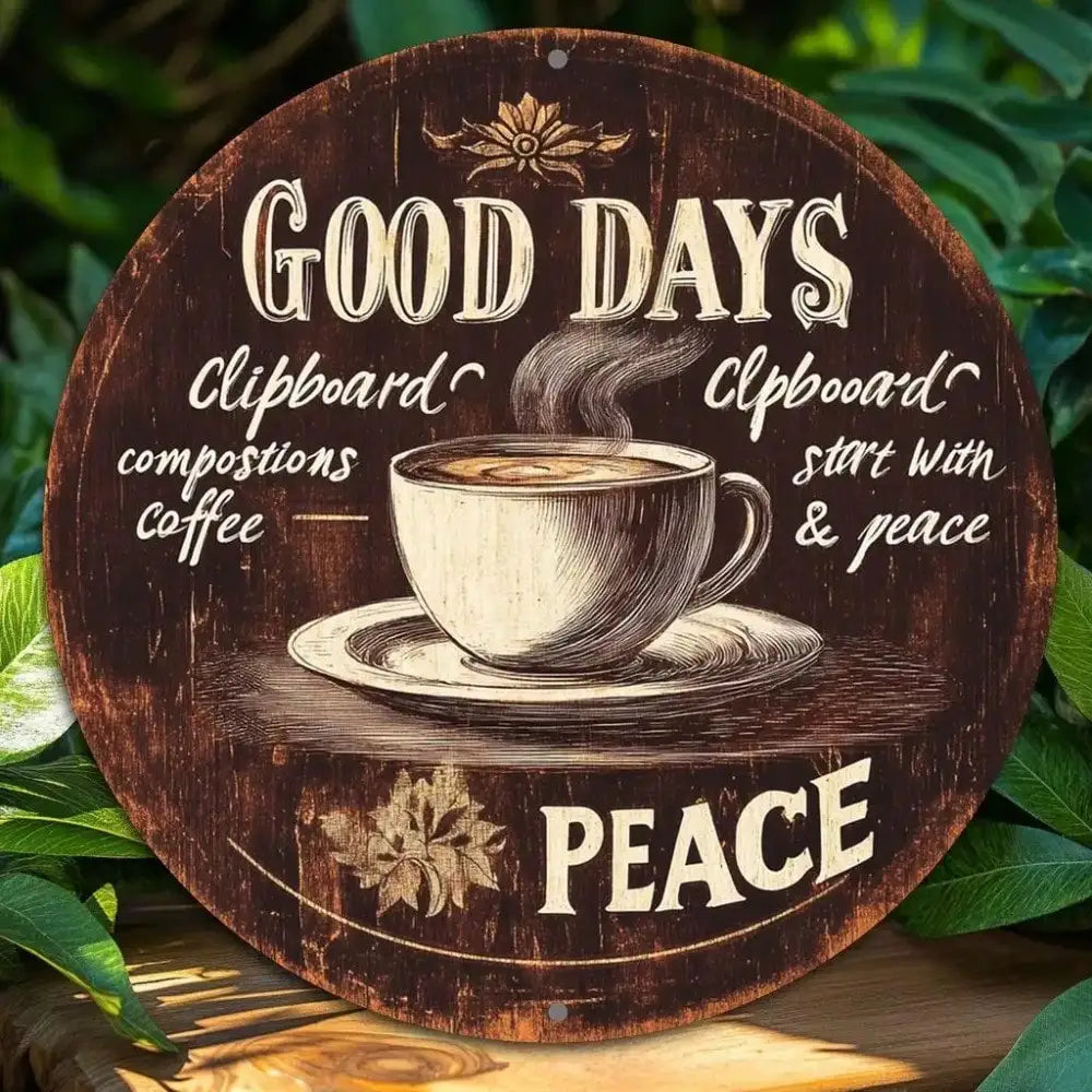 Vintage Coffee Metal Wall Sign 8x8 Inch, 2D Aluminum Art for Cafe Home Office
