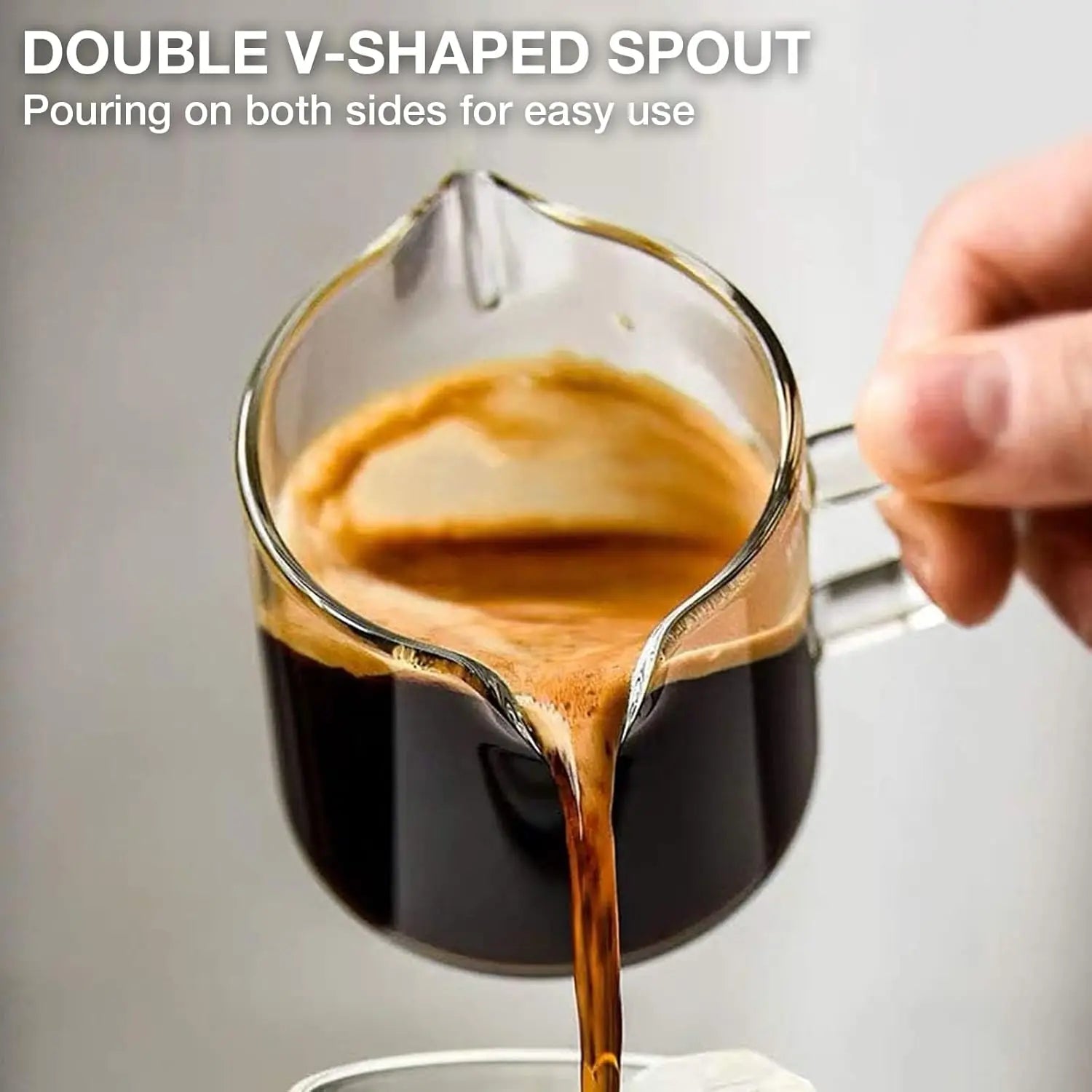 Set of 2 Clear Glass Espresso Cups with Handle, 4 OZ Double Spouts for Machine