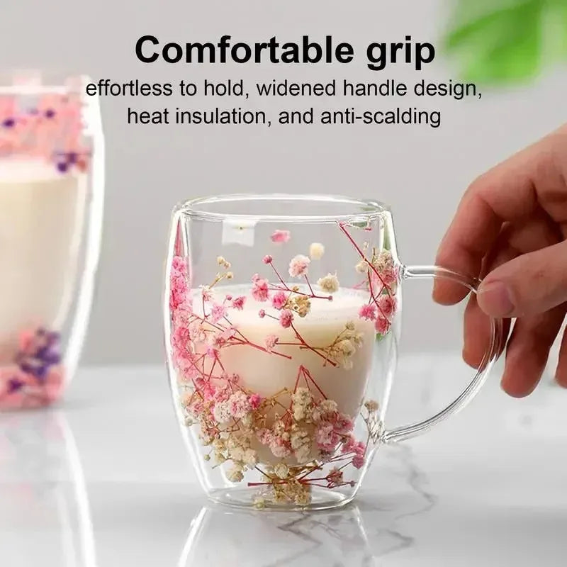 Dry Flowers Cup Double-Walled Glass Glasses High Borosilicate Glass Milk