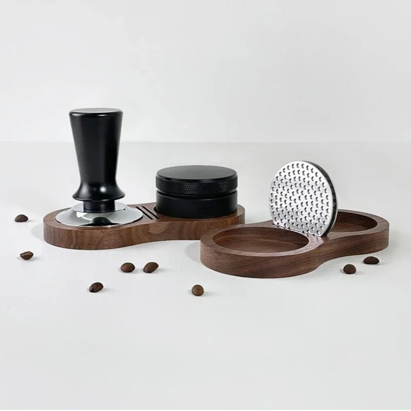 Walnut Wood Coffee Tamper Mat Station Stand Coffee Powder Base Coffee Tools
