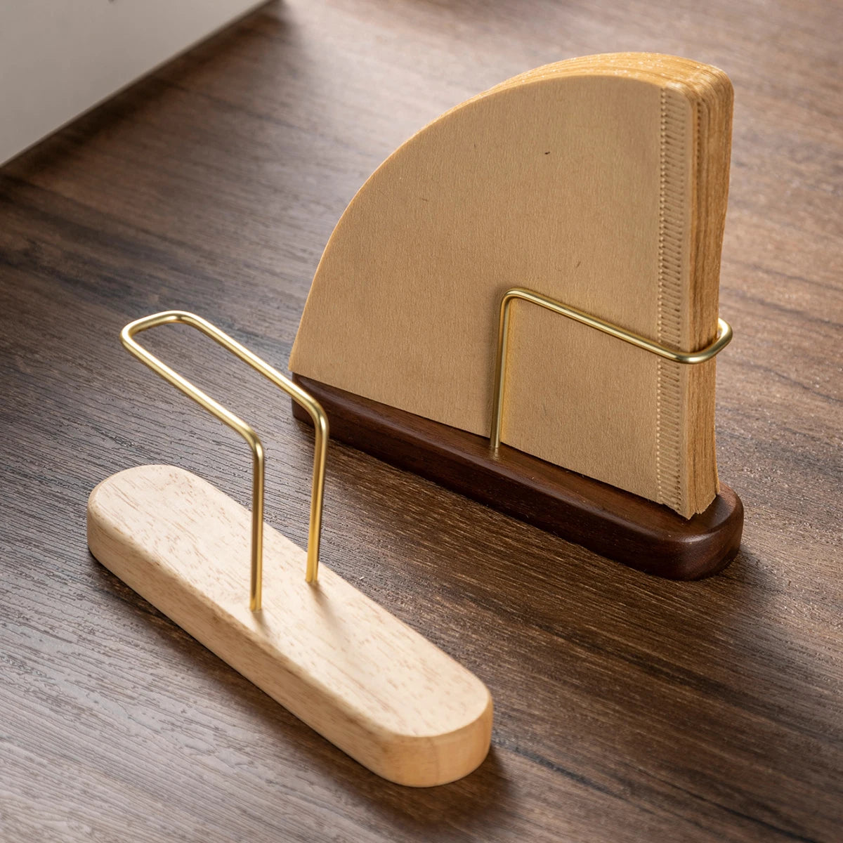 1PC solid wood coffee filter paper holder, vertical wooden dustproof bracket