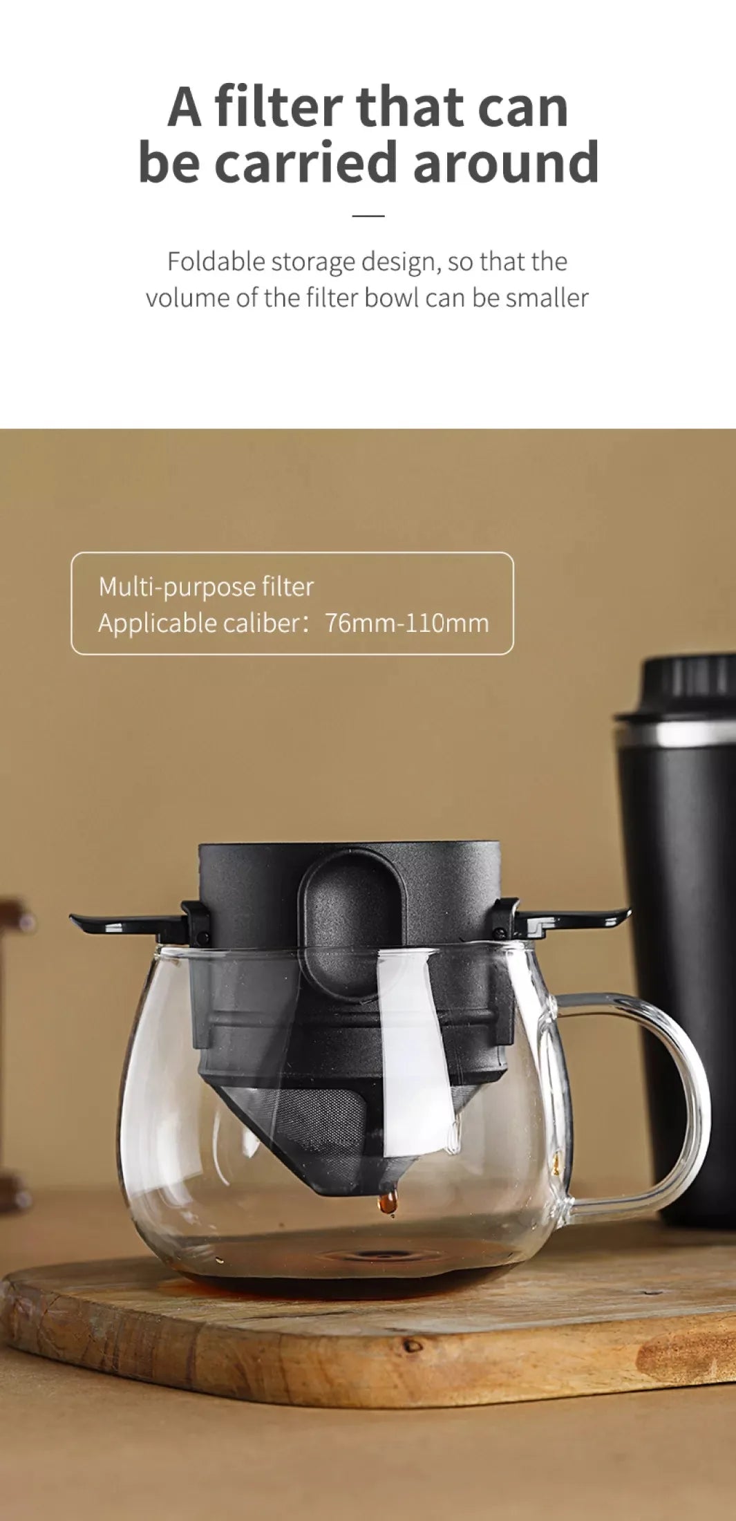 304 Stainless Steel Portable Coffee Filter Drip Coffee Tea Holder Reusable Mug