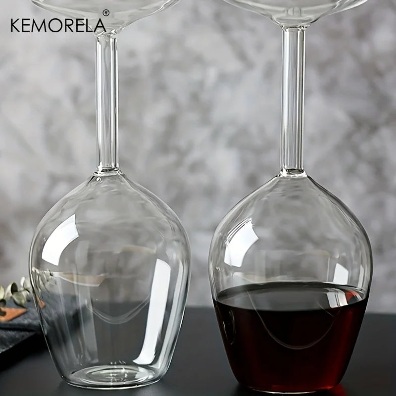Hand-Blown Borosilicate Glass Wine Goblet Shatterproof Inverted Cup Thermal