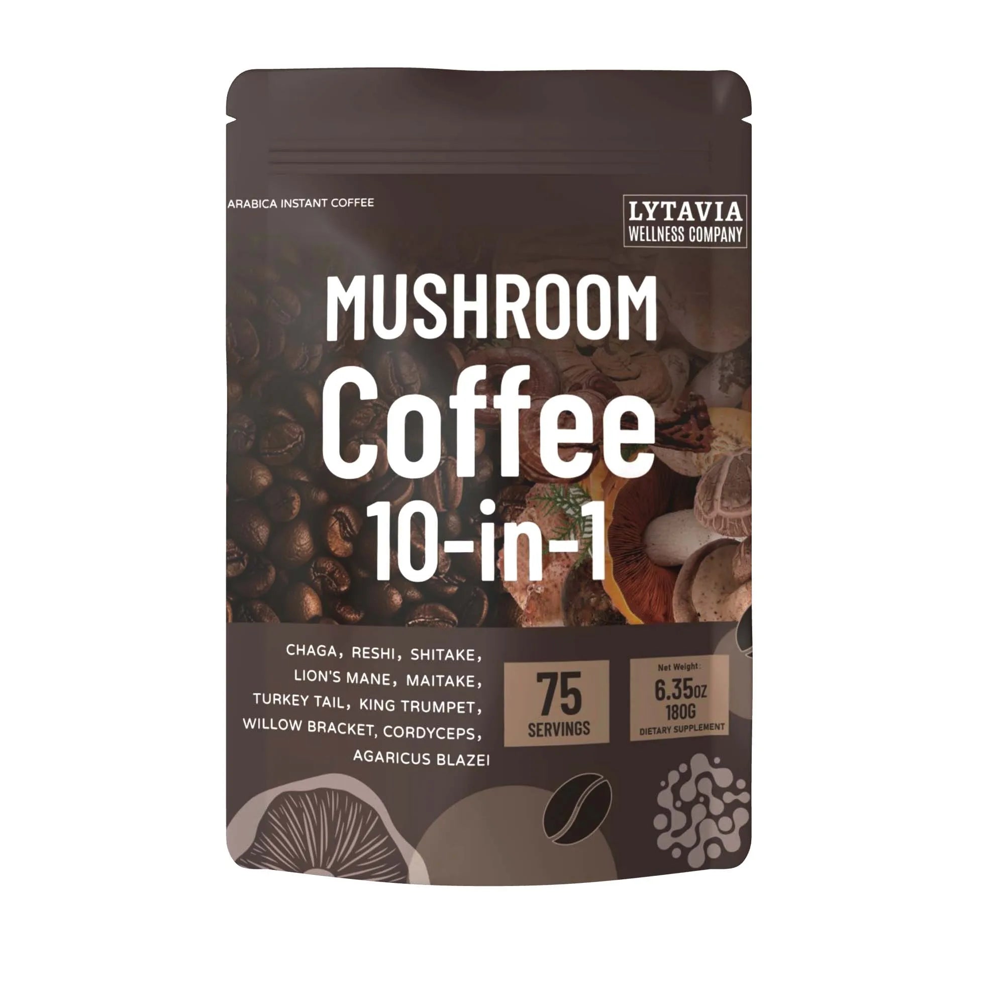 Mushroom Coffee With 10 Adaptogenic Mushrooms And MCT Oil, USA Grown