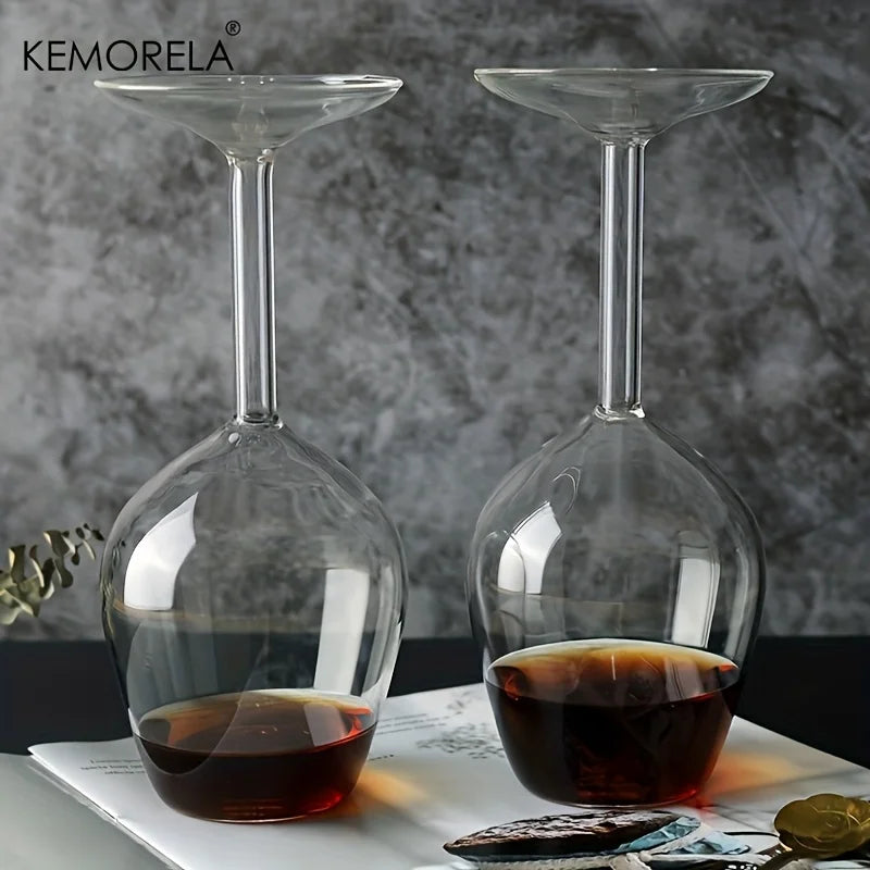 Hand-Blown Borosilicate Glass Wine Goblet Shatterproof Inverted Cup Thermal