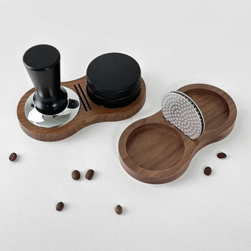 Walnut Wood Coffee Tamper Mat Station Stand Coffee Powder Base Coffee Tools