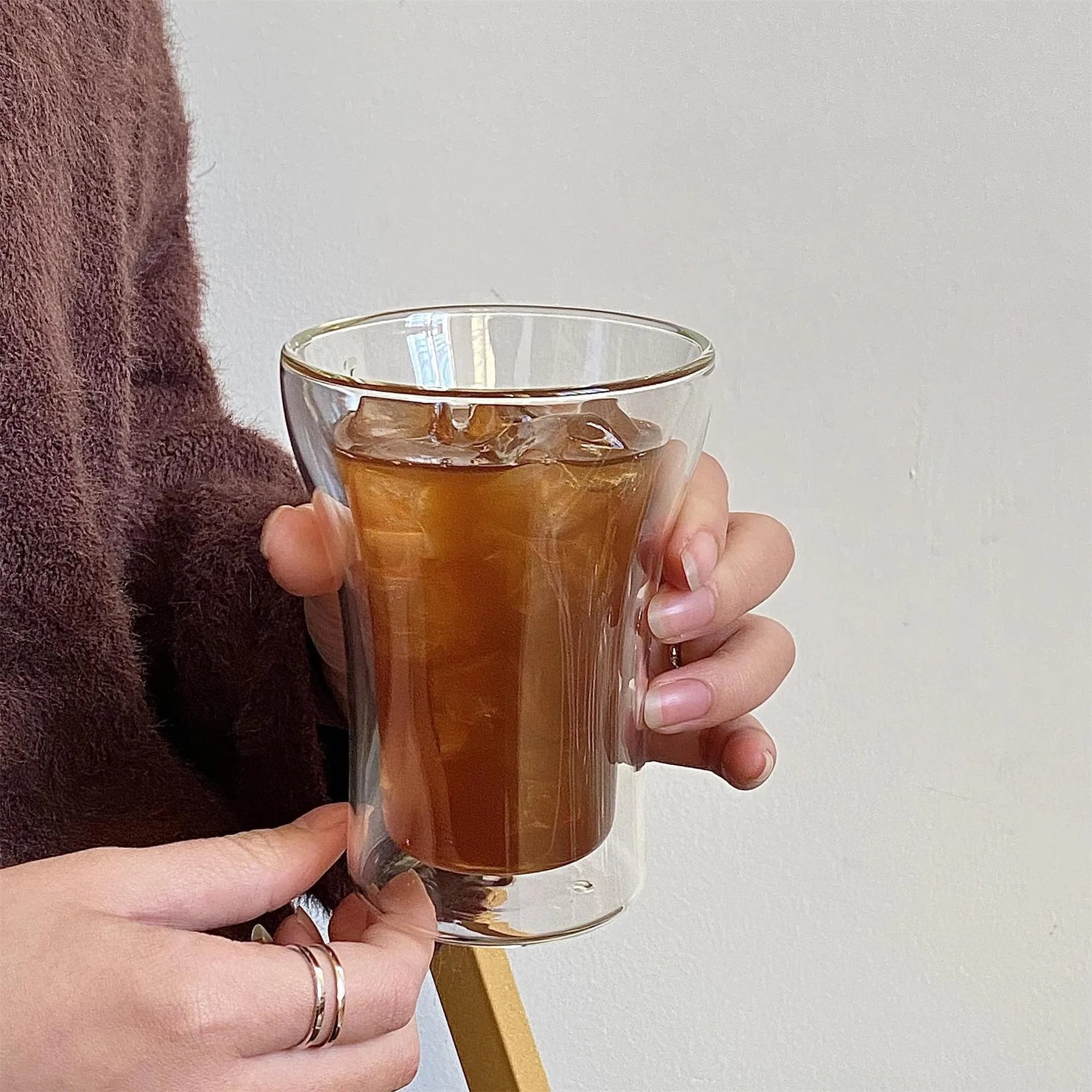 Heat Creative Coffee Cup Drinking  Juice Milk Teacup  Double-layer Borosilicate Glass