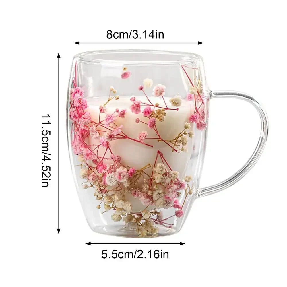Dry Flowers Cup Double-Walled Glass Glasses High Borosilicate Glass Milk