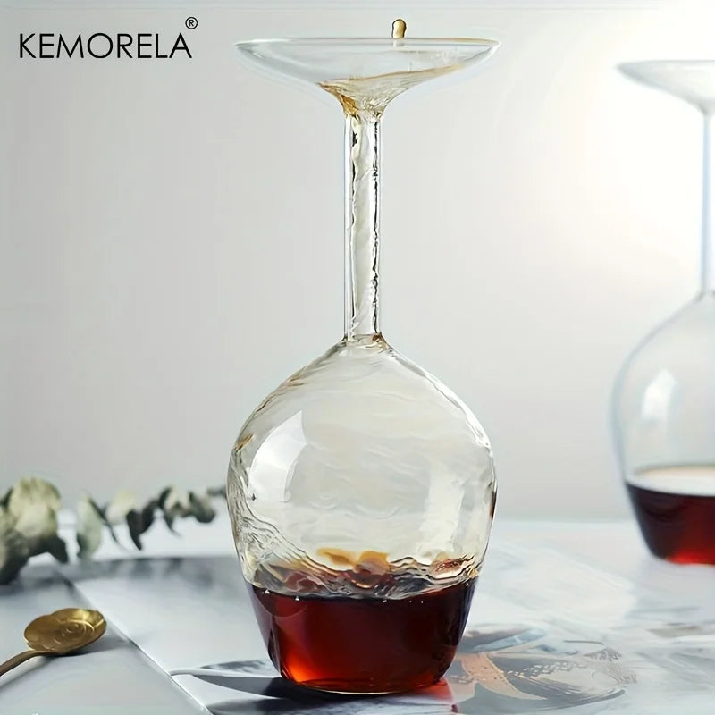 Hand-Blown Borosilicate Glass Wine Goblet Shatterproof Inverted Cup Thermal