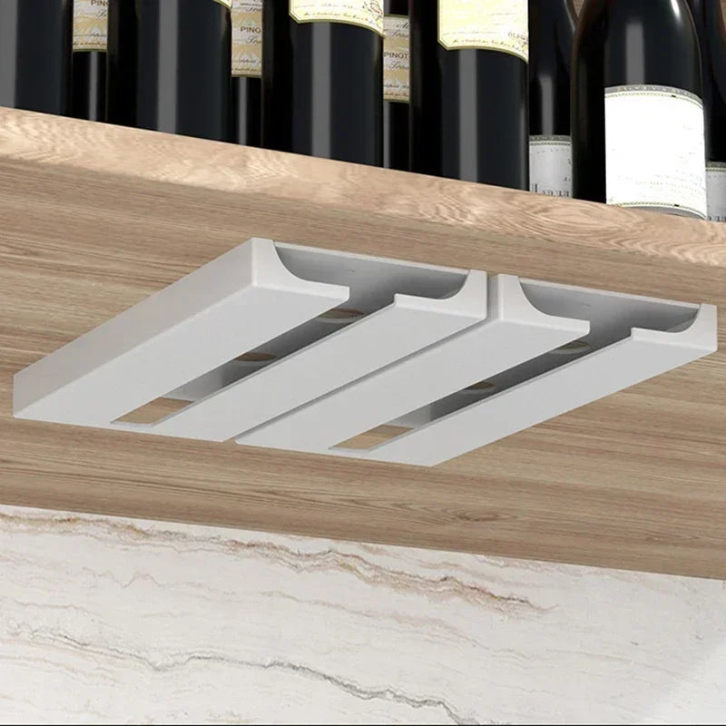 Kitchen Under Cabinet Free Punching Holder Wine Glass Rack Multi-function