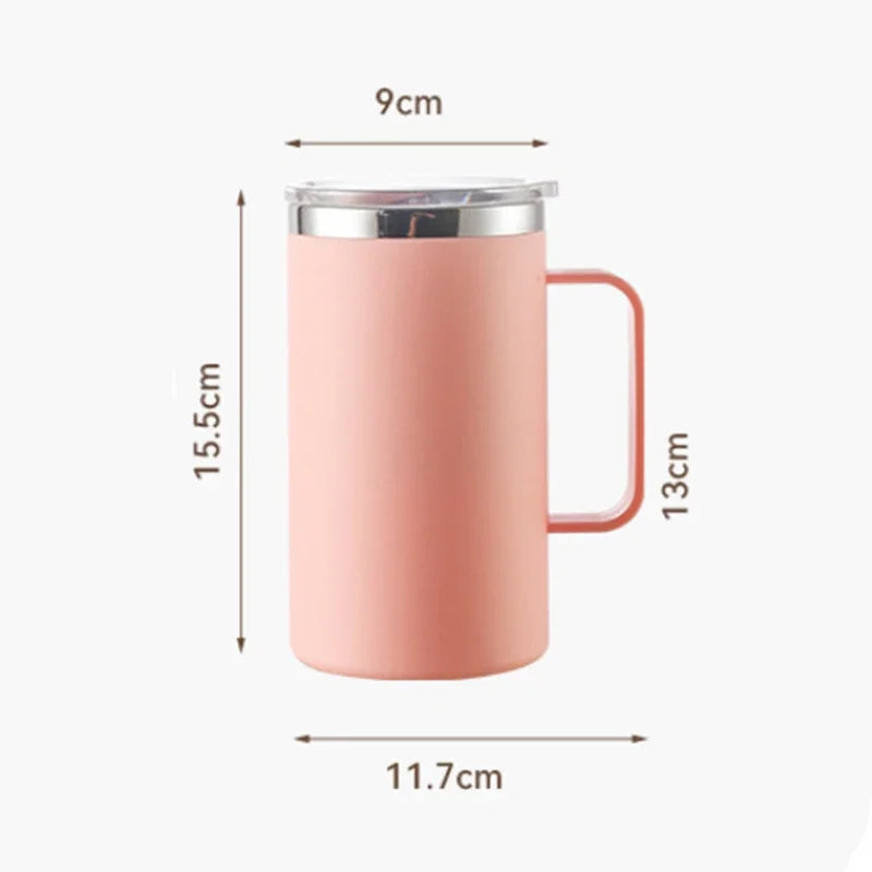 Stainless Steel Coffee Mug with Handle Sliding Lid Insulated Double Wall Vacuum