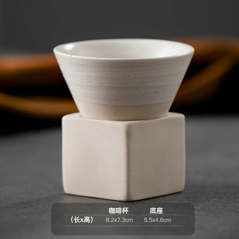 Triangular Cone Shape Pottery Tea Coffee Cup Pull Ceramic Mug Rough Cup