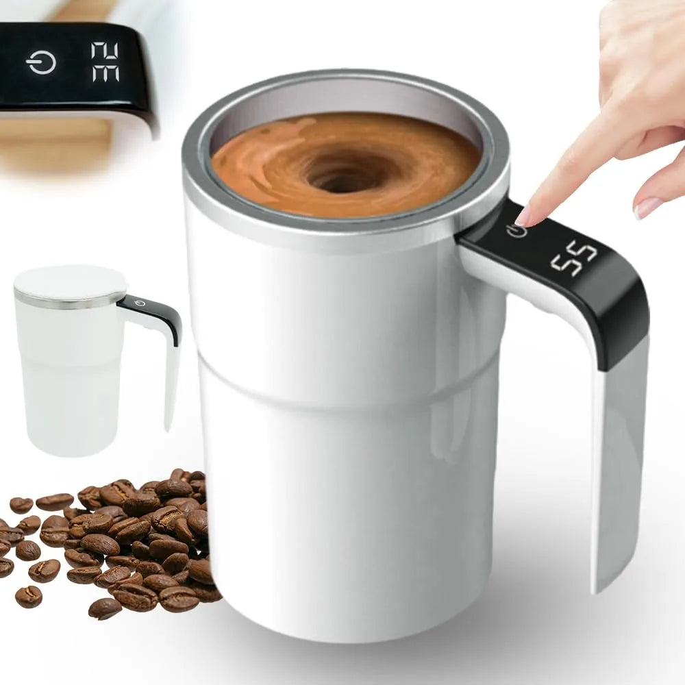 Self Stirring Mug, Rechargeable Auto Magnetic Coffee Mug with Digital Display