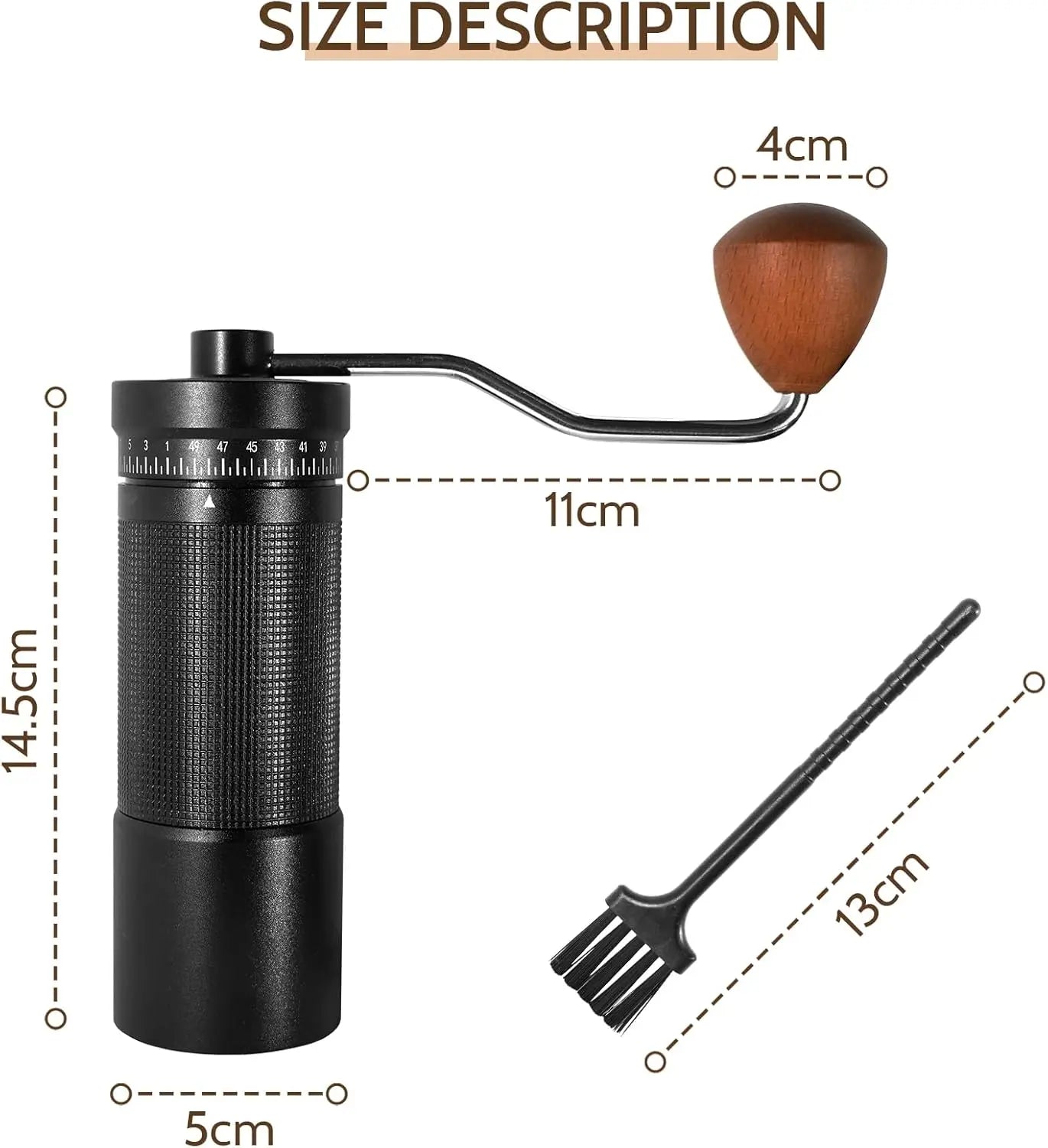 Manual Coffee Grinder with Digital External Adjustable Conical Burr Travel