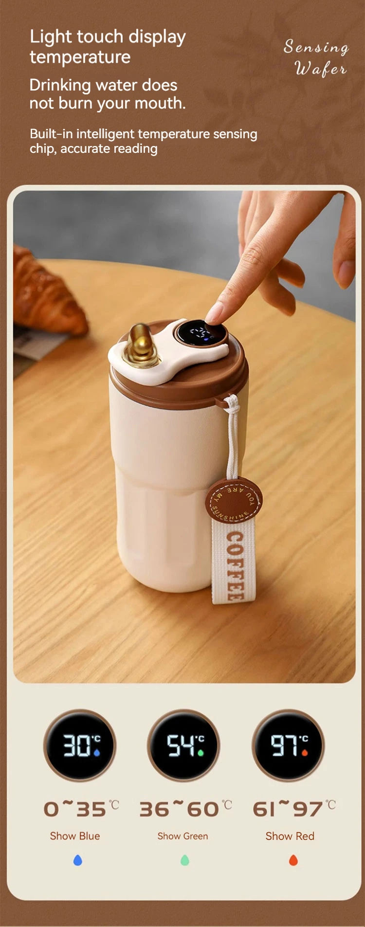 Stainless Steel Thermo Water Bottle LED Temperature Display Coffee cup
