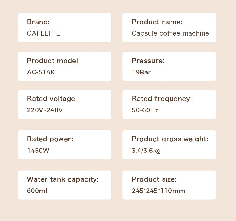CAFELFFE MK-603 Capsule Coffee Machine Hot Cold Brew Espresso Maker