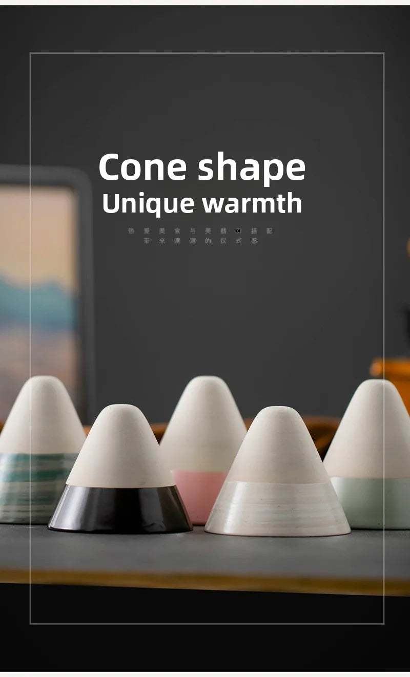 Triangular Cone Shape Pottery Tea Coffee Cup Pull Ceramic Mug Rough Cup