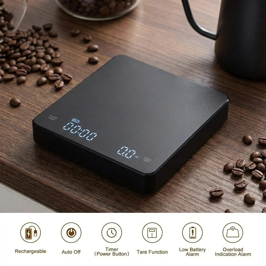 Digital Kitchen Scale with Timer USB Powered Espresso Coffee Maker