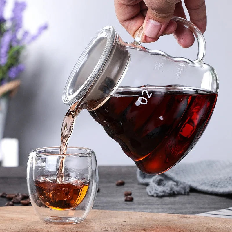 Clear Glass Coffee Carafe Clouds Shape Glass Kettle Sharing Pot with Lids Coffee