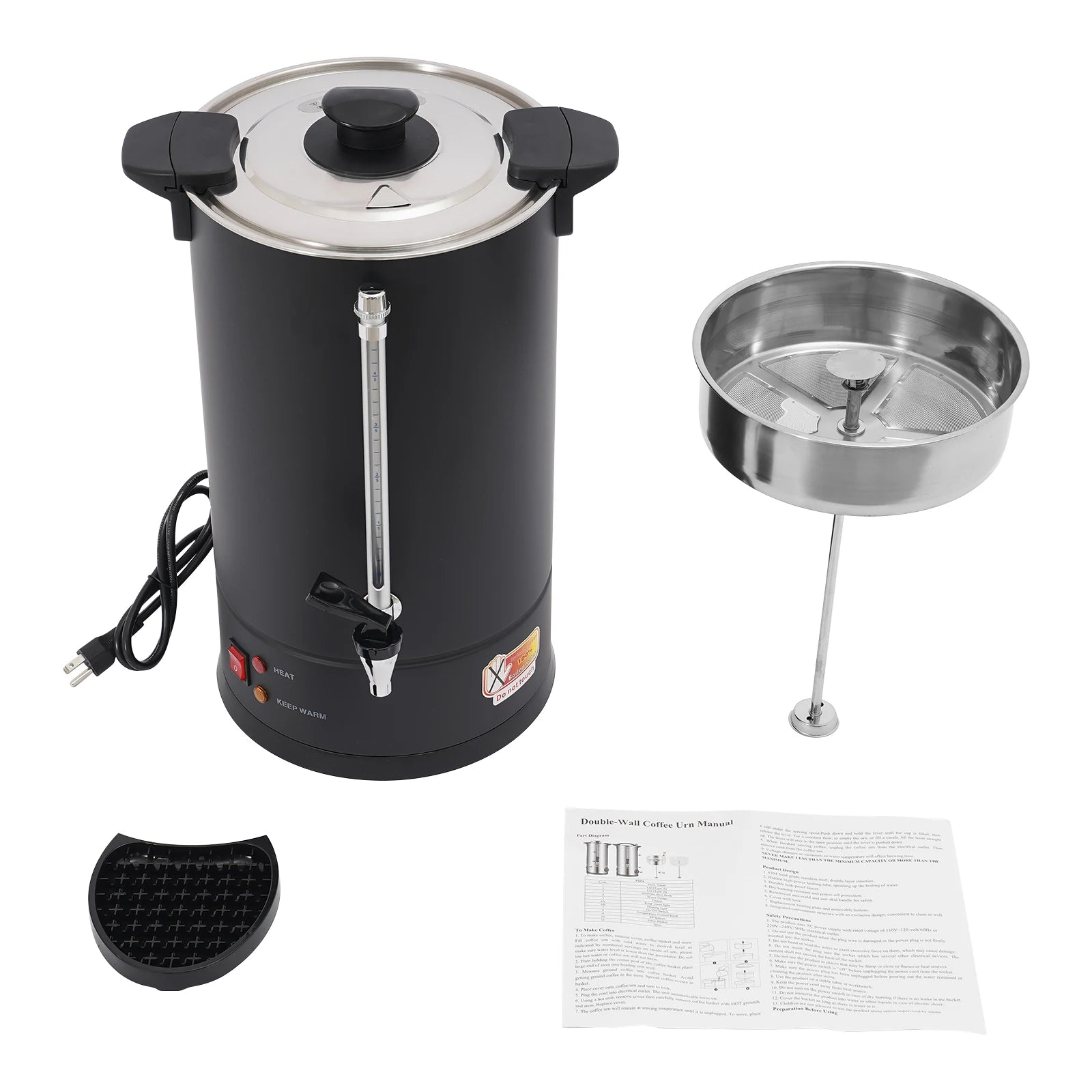 Commercial Electric Coffee Pot Black Hot Water Dispenser Coffee Brewing Coffee