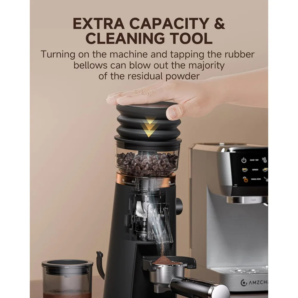 Single Dose Coffee Grinder Anti-Static Design Quiet Motor & LED Light