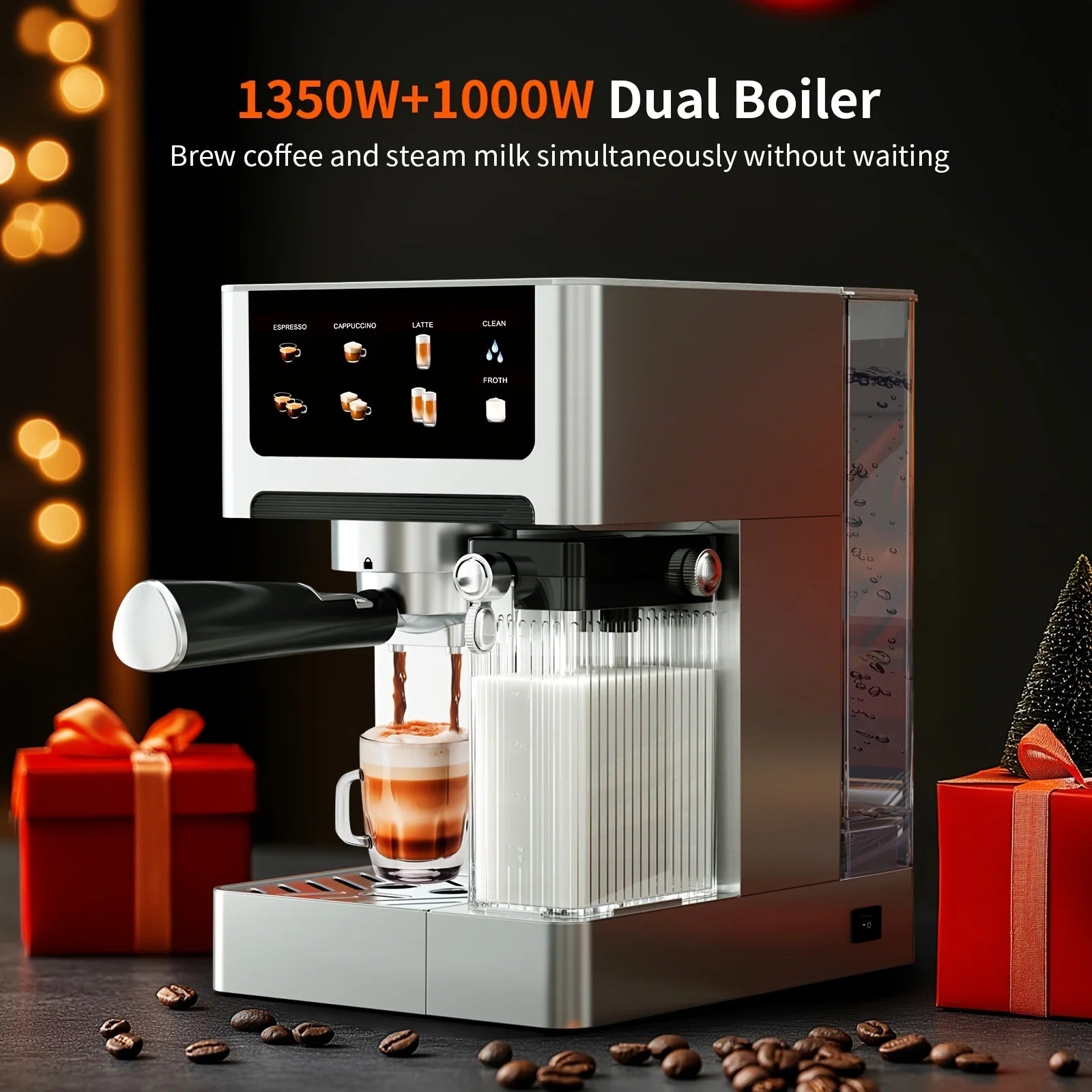 Bar Dual Boiler Espresso And Cappuccino Machine Latte Coffee Maker Control