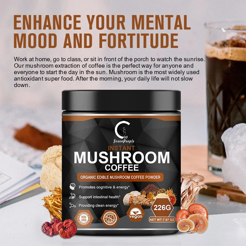 GPGP Green People 226G Lion's Mane Mushroom Coffee Focus Brain Booster