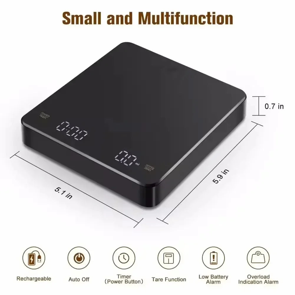 Digital Kitchen Scale with Timer USB Powered Espresso Coffee Maker