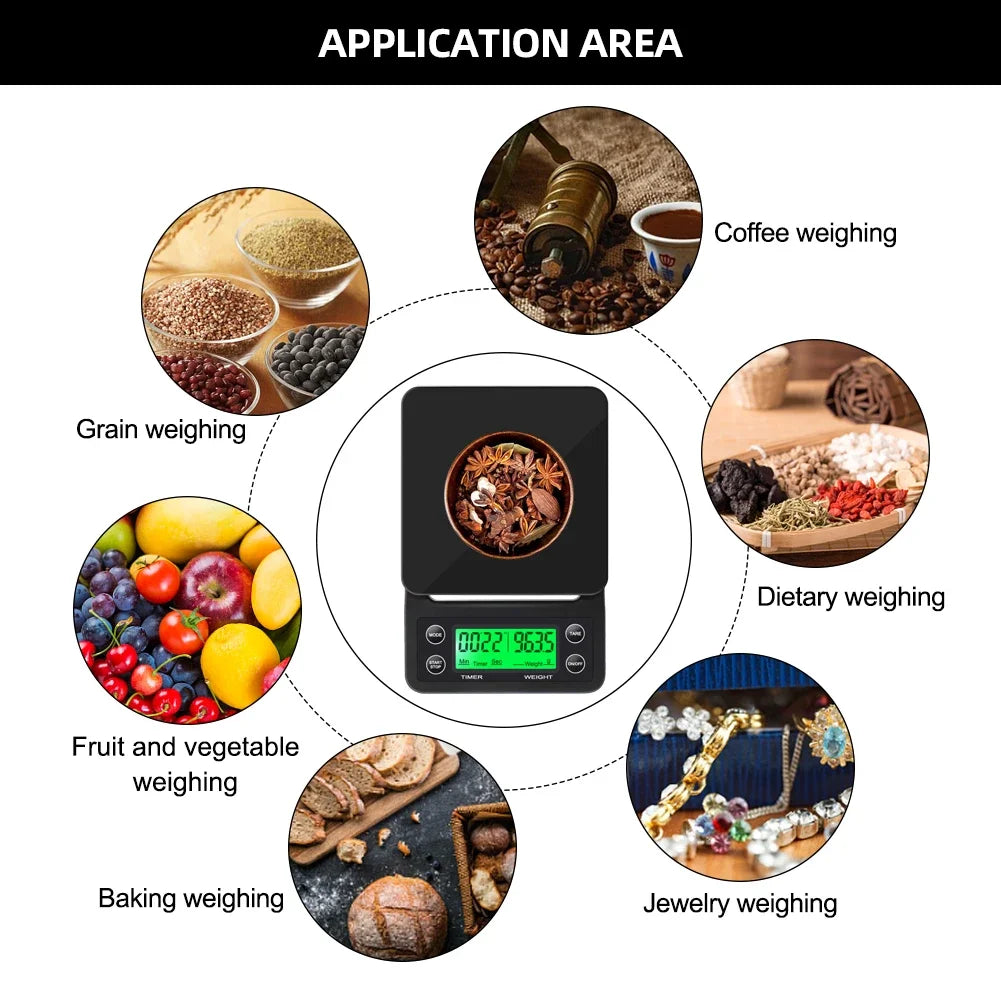 Drip Coffee Scale With Timer Portable Electronic Digital Kitchen Scale