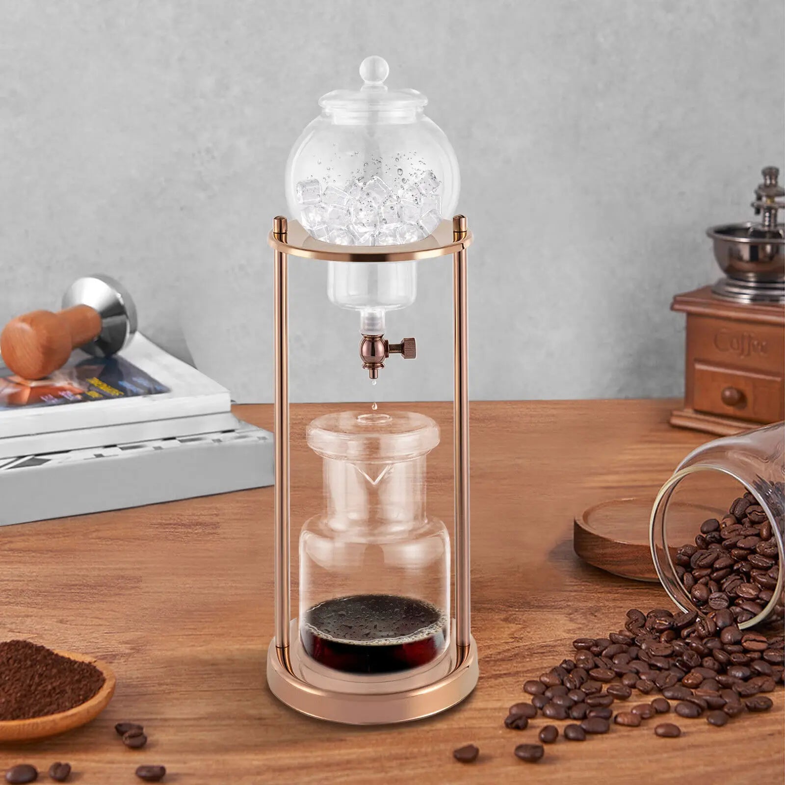 Cold Brew Coffee Maker, Drip Coffee Pot with Adjustable Valve, 4-Hour Iced Coffee