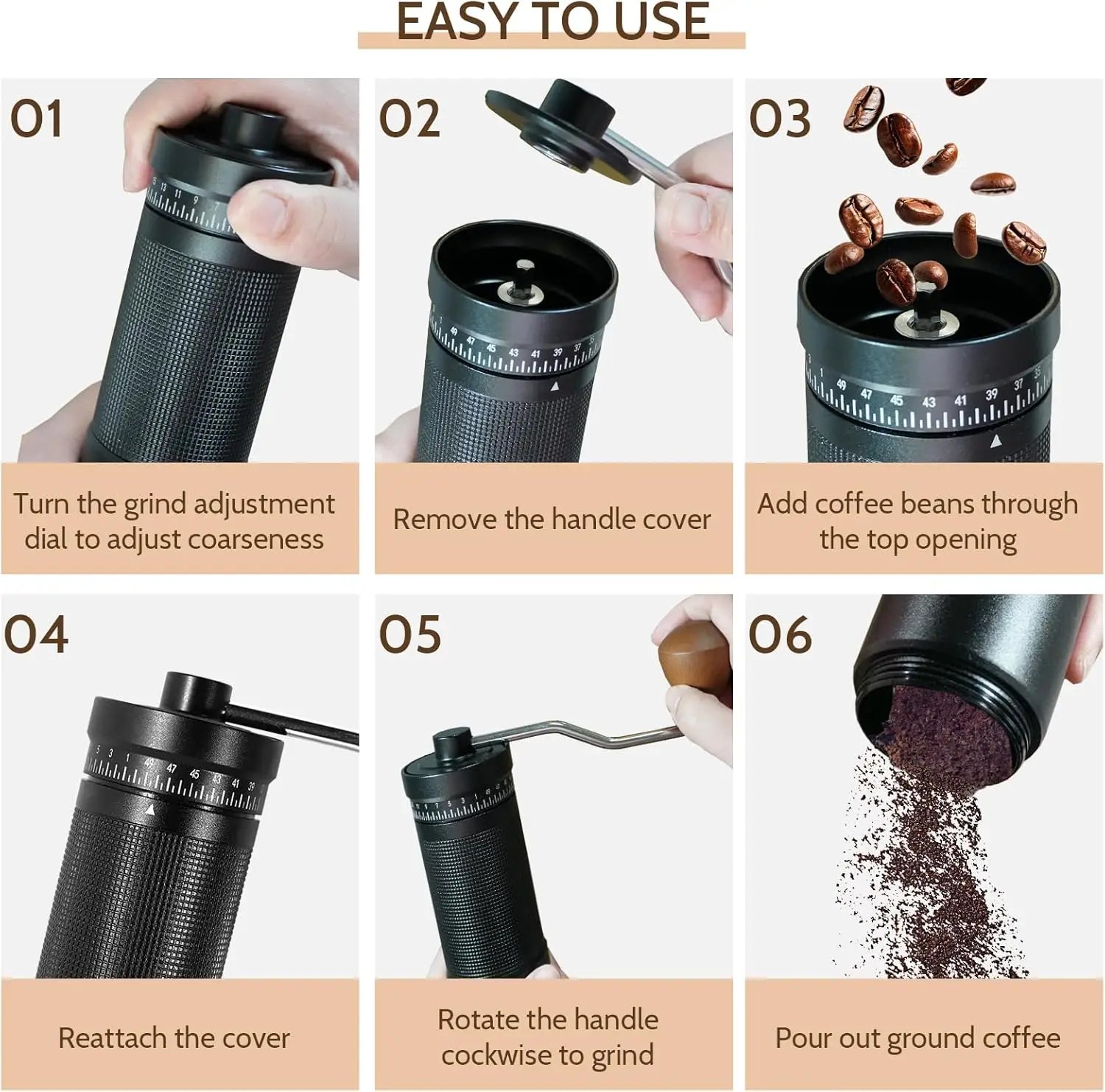 Manual Coffee Grinder with Digital External Adjustable Conical Burr Travel