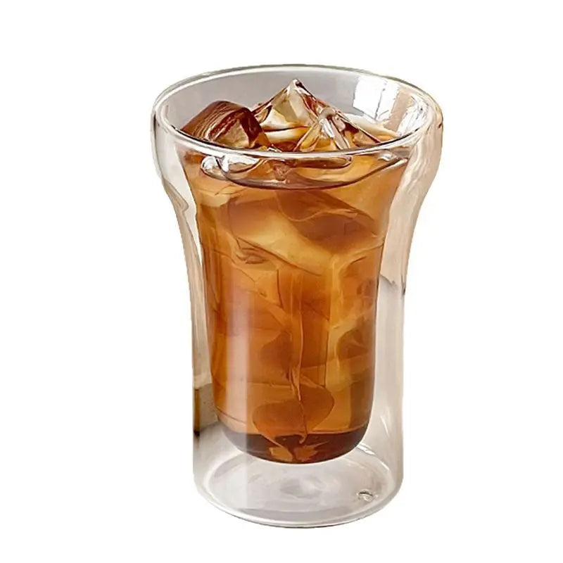 Heat Creative Coffee Cup Drinking  Juice Milk Teacup  Double-layer Borosilicate Glass